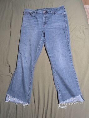 Seven 7 Jeans Womens Size 16 Blue Denim Jeans Cropped Stretch Mid Rise Cotton